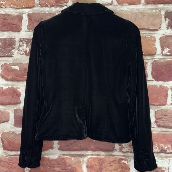 Vintage Y2K Forever 21 Blazer Women's M Black Velvet Velour Pouch Pocket Jacket - Picture 4 of 8